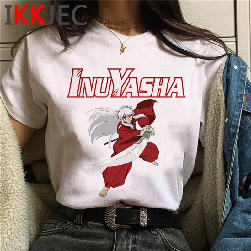 inuyasha sesshoumaru higurashi kagome t-shirt male white t shirt print grunge  couple clothes t shirt vintage