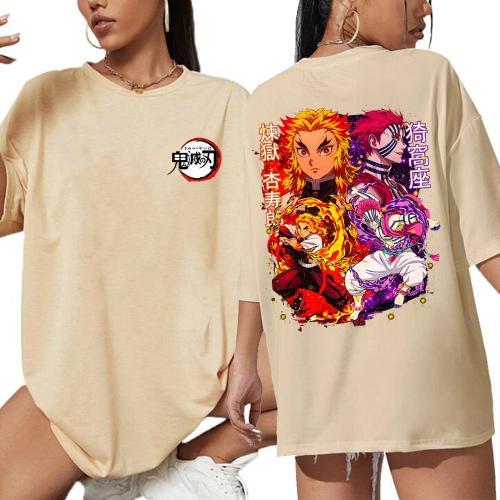 Harajuku Demon Slayer Tshirt Summer Short Sleeve Oversized Tee Shirt Anime T Shirt Tops