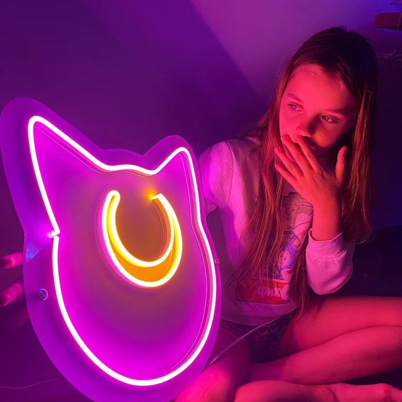 Neon Sailor Moon Cat LED Sign