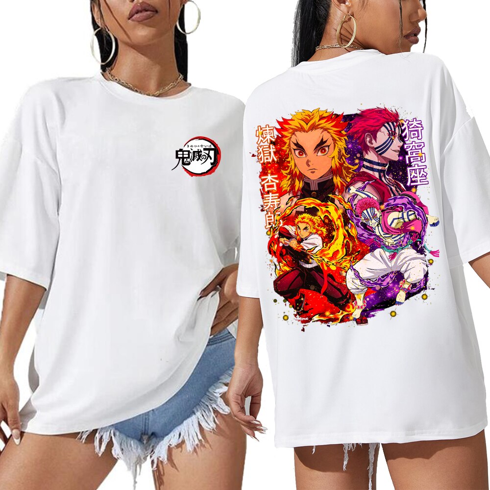 Harajuku Demon Slayer Tshirt Summer Short Sleeve Oversized Tee Shirt Anime T Shirt Tops