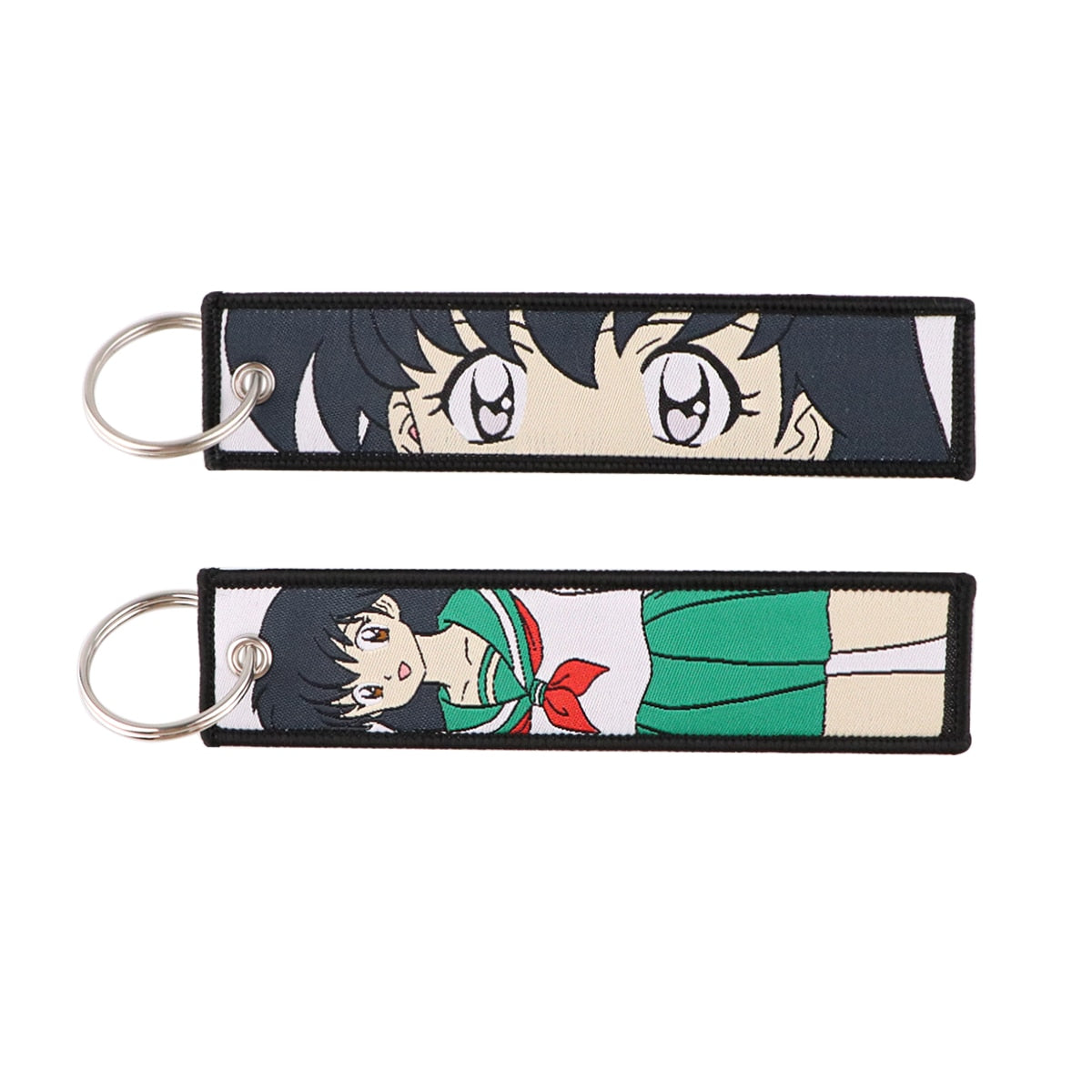 Japanese Anime INUYASHA Cool Key Tag Embroidery Key Fobs For Motorcycles Cars Bag Backpack Keychain Fashion Key Ring Gifts