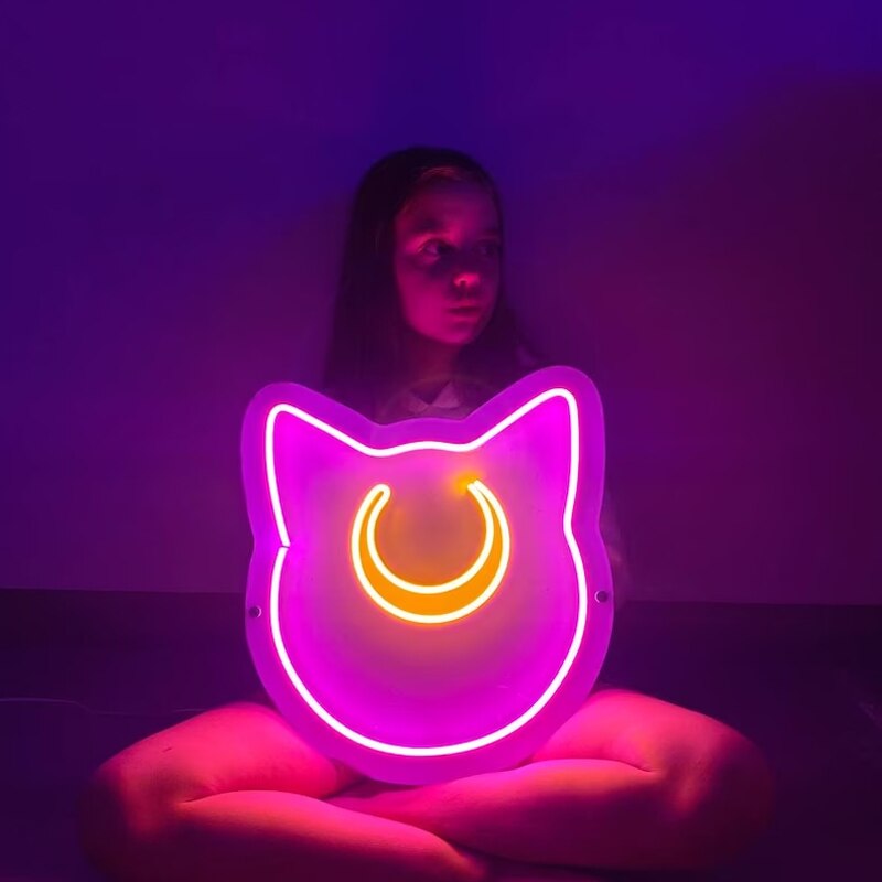 Neon Sailor Moon Cat LED Sign