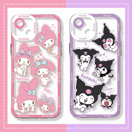 Cute  Sanrio Kuromi Mymelody Silicone Phone Case for IPhone 15 14 13 12 11