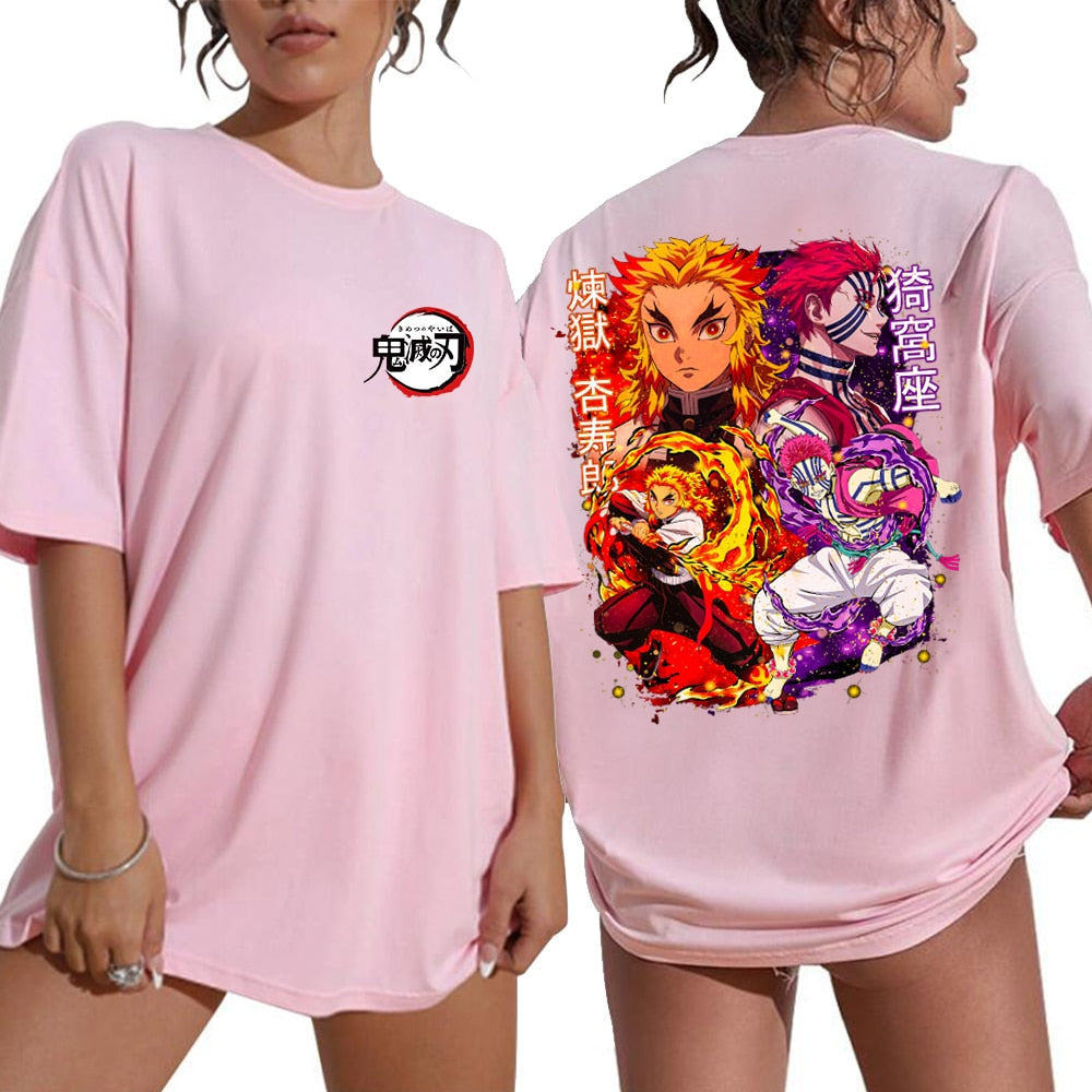 Harajuku Demon Slayer Tshirt Summer Short Sleeve Oversized Tee Shirt Anime T Shirt Tops