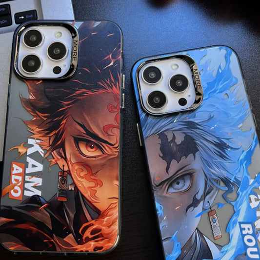 Anime Demon Slayer  Metallic Aurora Clear Matte Case For iPhone 14 13 12 11