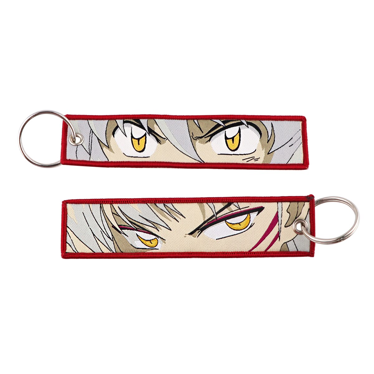 Japanese Anime INUYASHA Cool Key Tag Embroidery Key Fobs For Motorcycles Cars Bag Backpack Keychain Fashion Key Ring Gifts