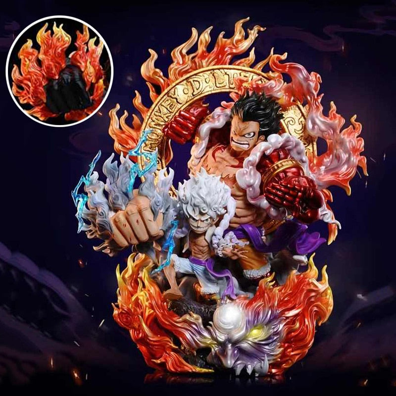 Luffy Figure One Piece Straw Hat Gang Awakening Statue Fire Fist Gear 5 Luffy Figure Sun God Figurine PVC