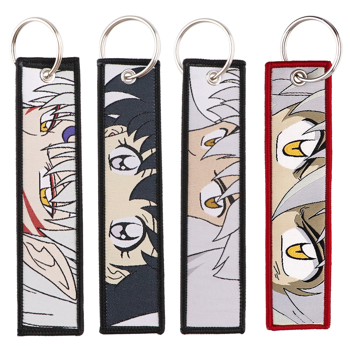 Japanese Anime INUYASHA Cool Key Tag Embroidery Key Fobs For Motorcycles Cars Bag Backpack Keychain Fashion Key Ring Gifts