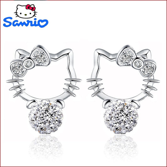 Hello Kitty Cubic Zirconia & Pearl Earrings