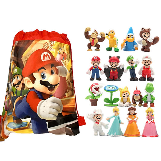 Super Mario Bros Action Figures with Storage Bag